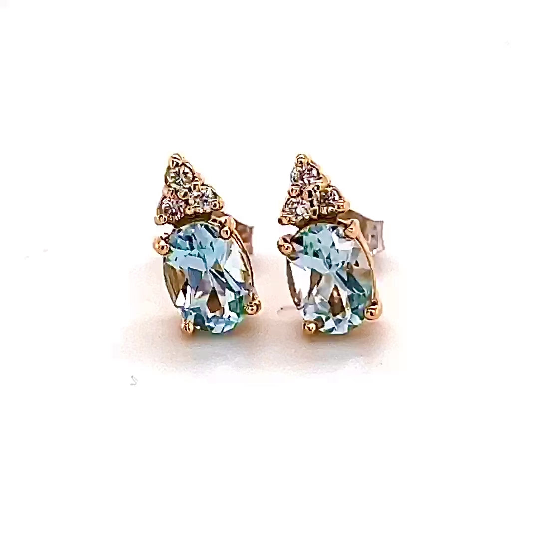 Natural Aquamarine Diamond Earrings 14k Y Gold 1.85 TCW Certified $2,950 210758