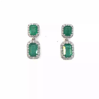 Natural Emerald Diamond Earrings 14k Gold 3.48 TCW Certified $7,950 310551