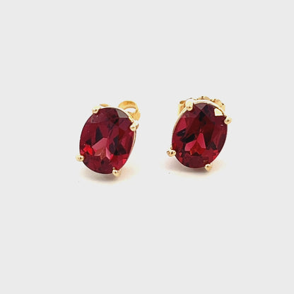 Natural Garnet Stud Earrings 14k Yellow Gold 3.8 TCW Certified $1,390 311048