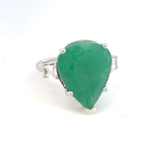 Natural Emerald Diamond Ring 7 14k White Gold 10.97 TCW Certified $4,950 311003