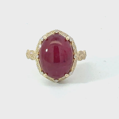 Natural Ruby Diamond Ring Size 6.5 14k Yellow Gold 9.1 TCW Certified $6,950 601240