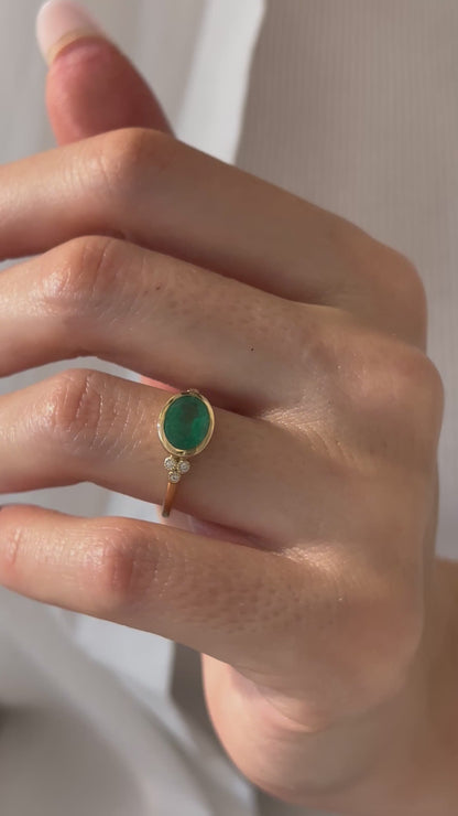 Natural Emerald Diamond Ring Size 6.5 14k Gold 1.67 TCW Certified $4,950 508783