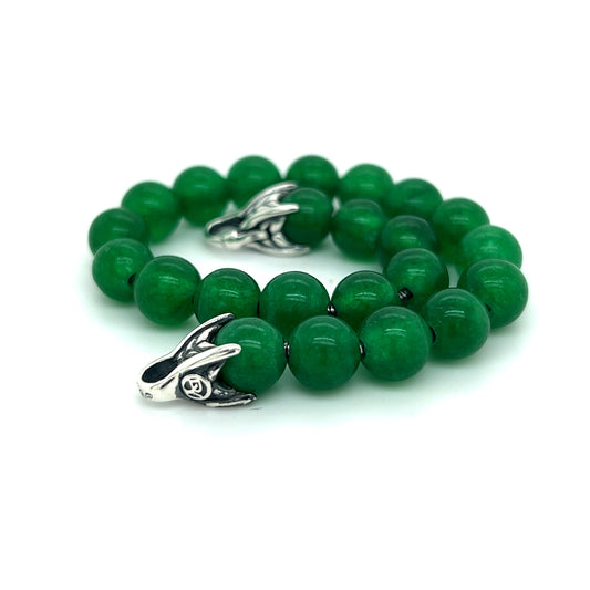 David Yurman Authentic Estate Green Onyx Prayer Bead Bracelet 8" Sterling Silver DY441