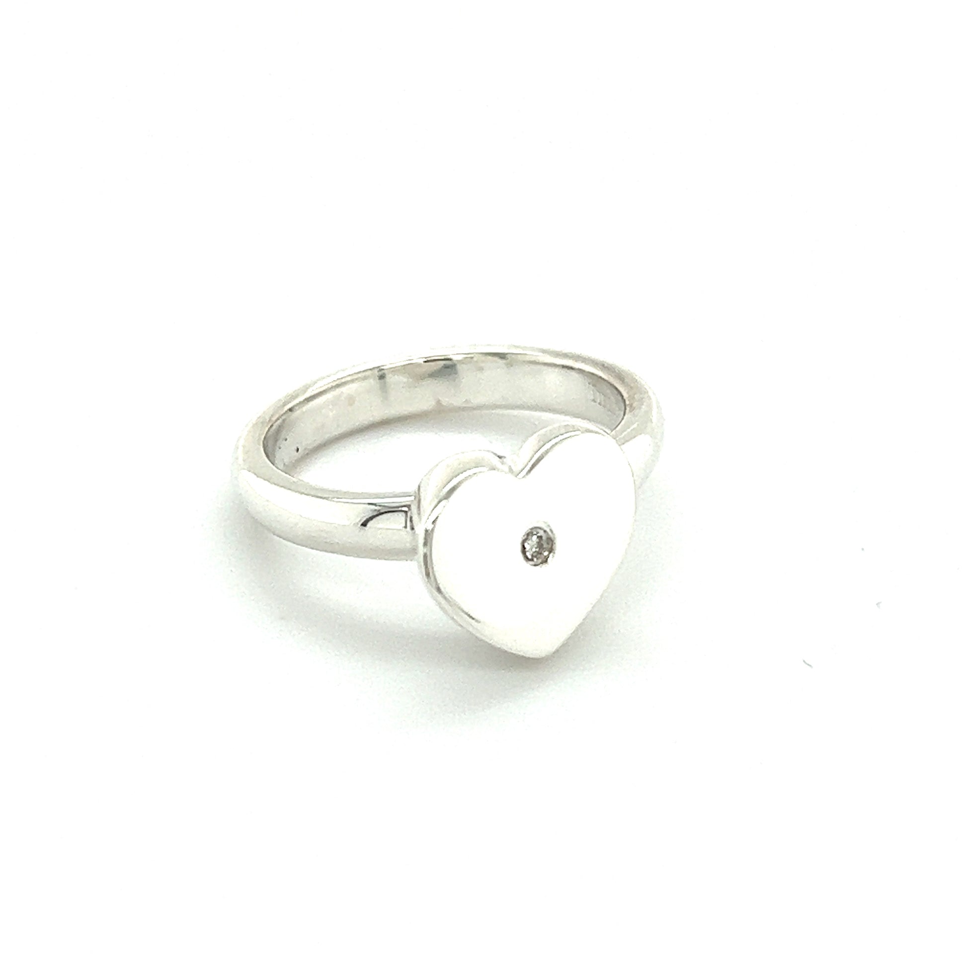 Tiffany & Co Authentic Estate Heart Diamond Ring Size 8.75 Silver TIF466