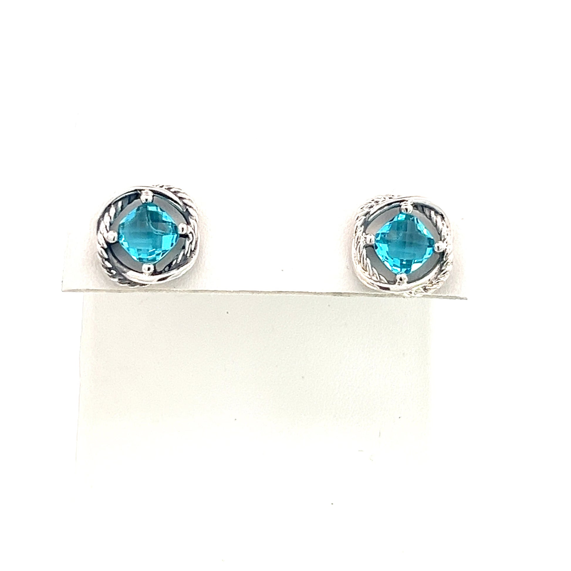 David Yurman Authentic Estate Blue Topaz Infinity Earrings Silver DY426