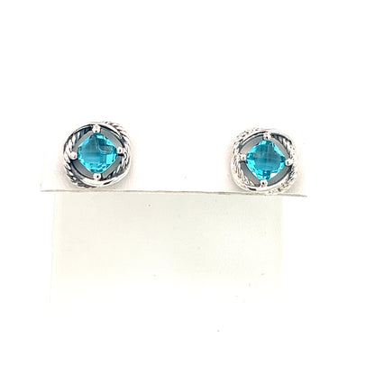 David Yurman Authentic Estate Blue Topaz Infinity Earrings Silver DY426