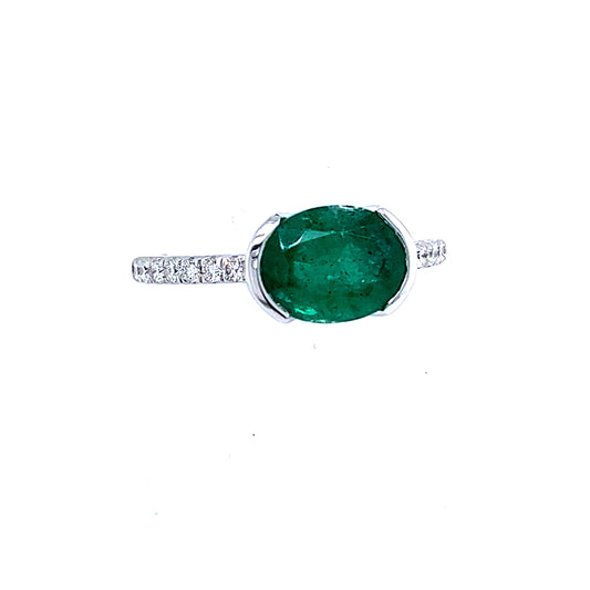 Natural Emerald Diamond Ring 6.5 14k W Gold 2.33 TCW Certified $3,950 221335