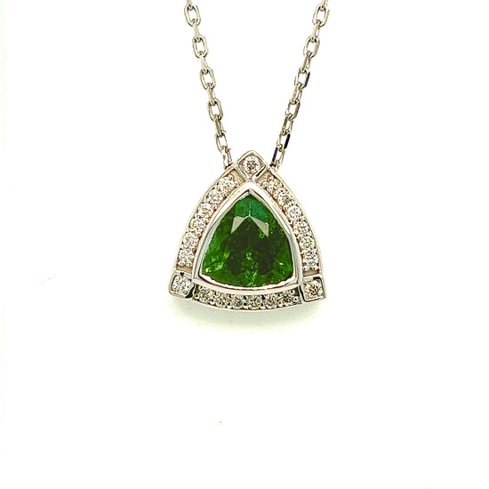 Natural Tourmaline Diamond Pendant Necklace 17" 14k W Gold 2.49 TCW Certified $3,950 308485