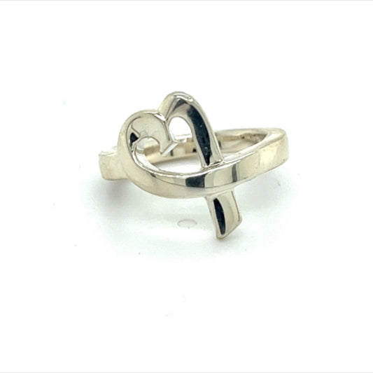 Tiffany & Co Estate Heart Ring Size 6 Sterling Silver TIF498