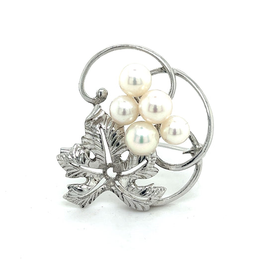 Mikimoto Estate Akoya Pearl Brooch Pin Sterling Silver 5.85 mm M302