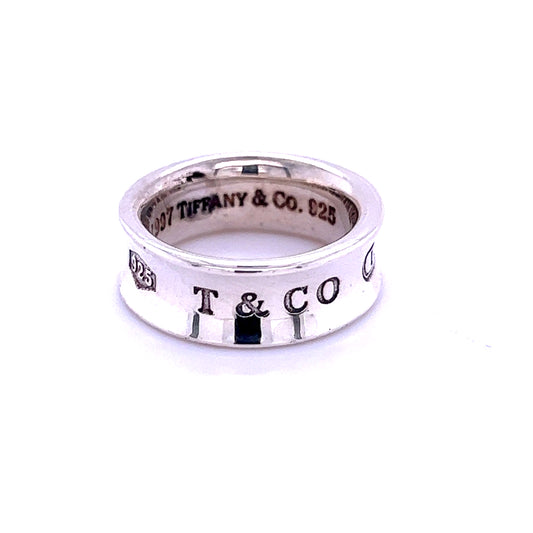 Tiffany & Co Estate 1837 Concave Band Size 4 Silver 7 mm TIF505