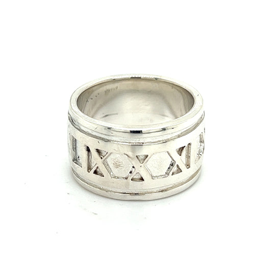 Tiffany & Co Authentic Estate Atlas Ring Size 5 Silver 11 mm TIF382