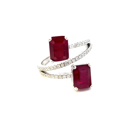 Natural Dual Ruby Diamond Ring 6.5 14k W Gold 5.02 TCW Certified $5,950 310541