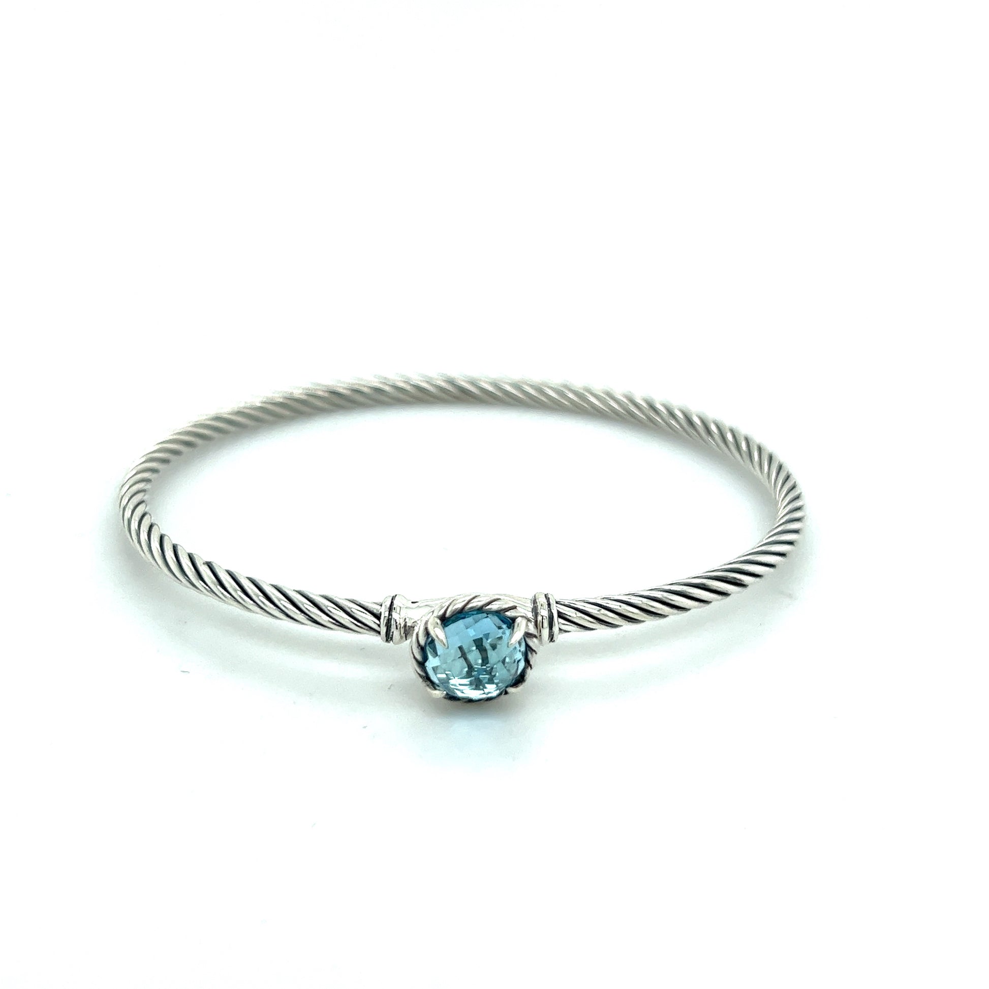 David Yurman Authentic Estate Blue Topaz Petite Chantelaine Bracelet Size 7.5"Medium Silver DY197