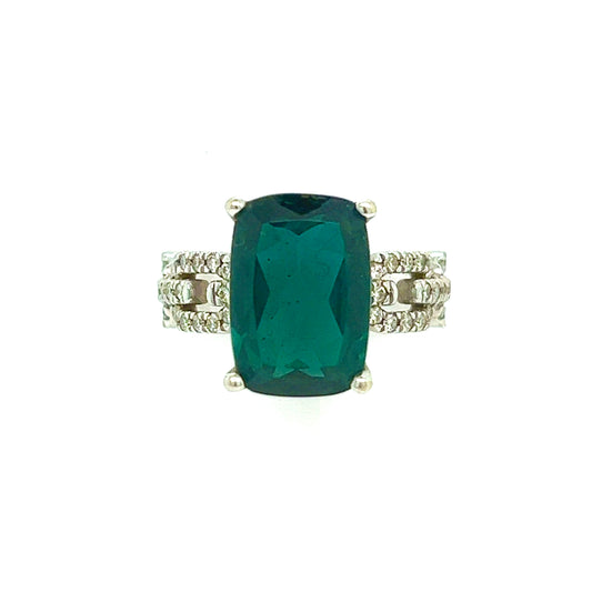 Natural Tourmaline Diamond Ring 6 14k W Gold 5 TCW Certified $4,250 304176