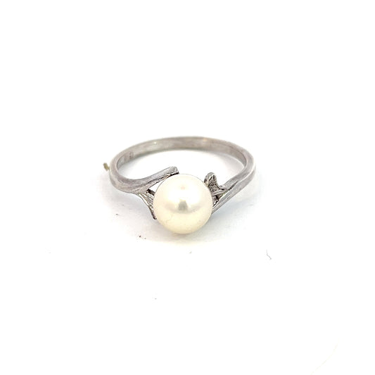 Mikimoto Estate Akoya Pearl Ring 7 Silver 7.30 mm M371