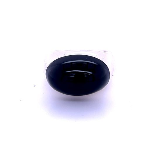 Gucci Estate Black Onyx Ring Size 6.75 Sterling Silver 6 mm G22