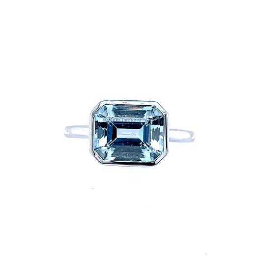 Natural Aquamarine Ring 6.5 14k White Gold 3.21 TCW Certified $2,190 221344