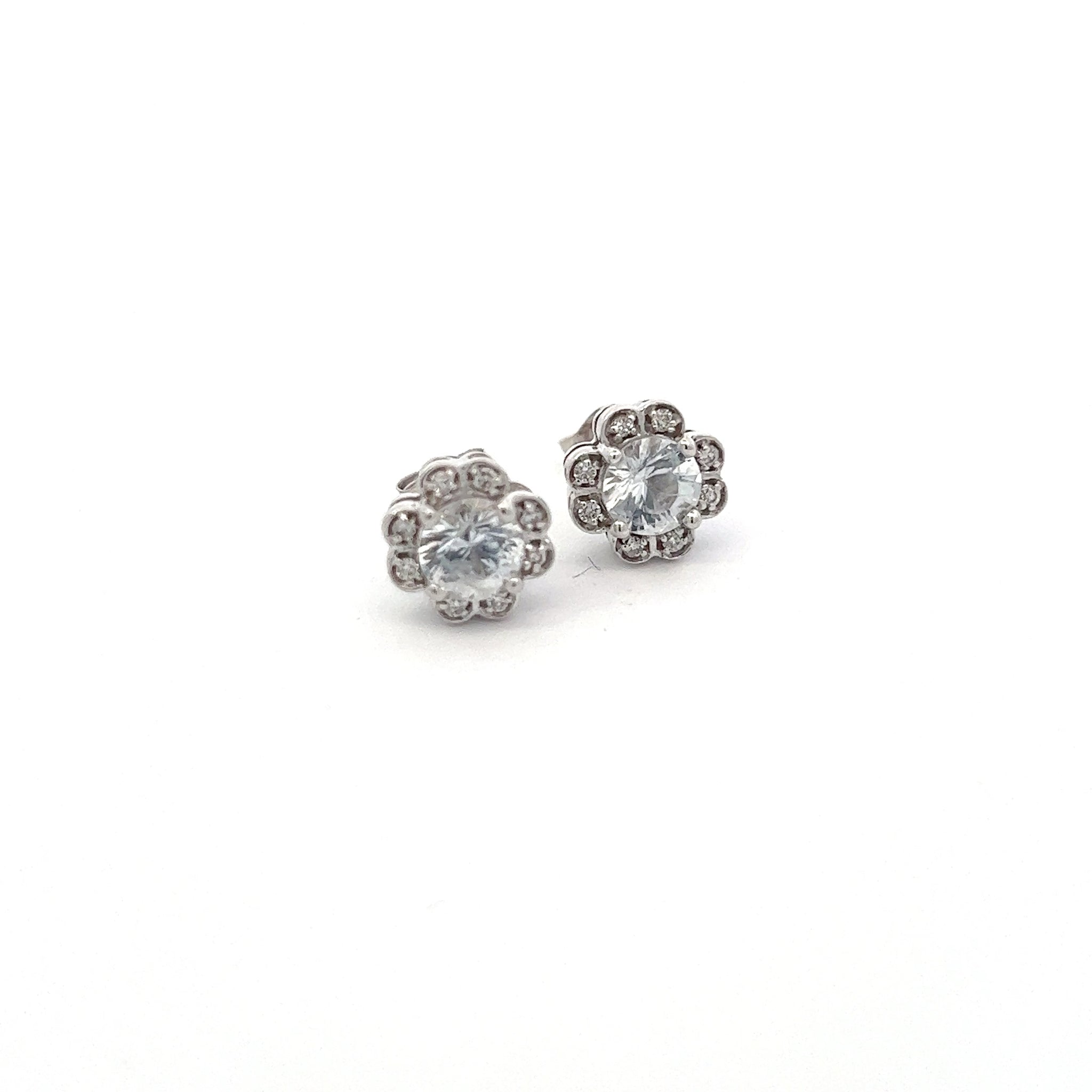 Natural Sapphire Diamond Stud Earrings 14k White Gold 1.62 TCW Certified $3,950 2111169