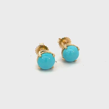 Natural Persian Large Turquoise Earrings 14k Gold 5.18 TCW Certified $1,290 311049