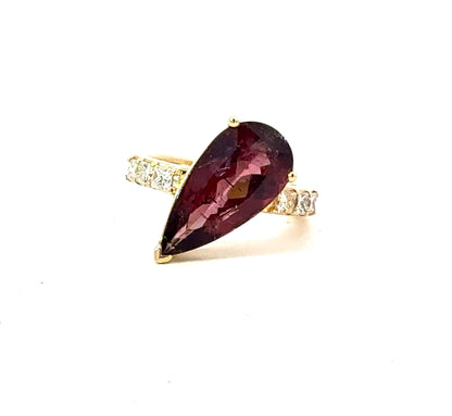 Natural Tourmaline Diamond Ring Size 7 14k Gold 5.36 TCW Certified $4,950 601217