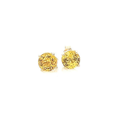 Natural Sapphire Stud Earrings 14k Yellow Gold 1.7 TCW Certified $1,490 121258