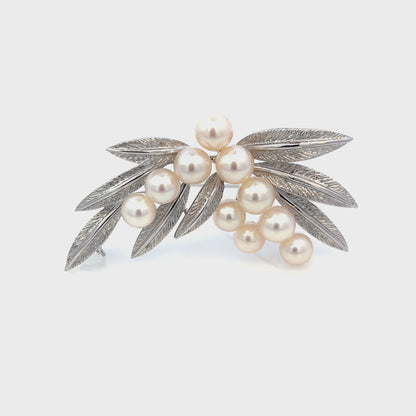 Mikimoto Estate Akoya Pearl Brooch Pin Sterling Silver 6.8 mm M424