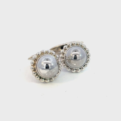 George Jensen Estate Round Beaded Mens Cufflinks Silver GJ24