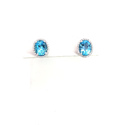 Natural Topaz Diamond Stud Earrings 14k W Gold 6.98 TCW Certified $3,950 311647