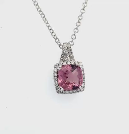 Diamond Rubellite Tourmaline Necklace 5.47 CT 18k Gold Certified $5,590 921150