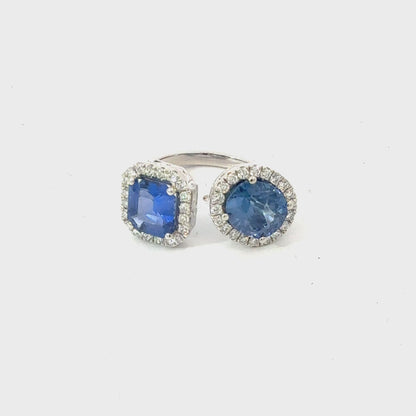 Natural Sapphire Diamond Ring Size 6 14k White Gold 5.89 TCW Certified $8,950 601193