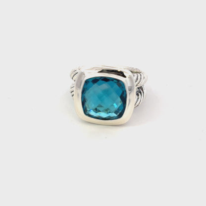 David Yurman Albion London Blue Topaz Ring Size 6 Sterling Silver Estate DY597