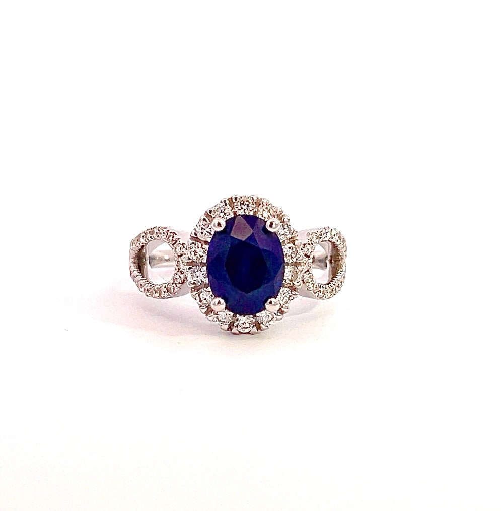 Natural Sapphire Diamond Ring Size 6.25 14k W Gold 2.31 TCW Certified $4,975 402670