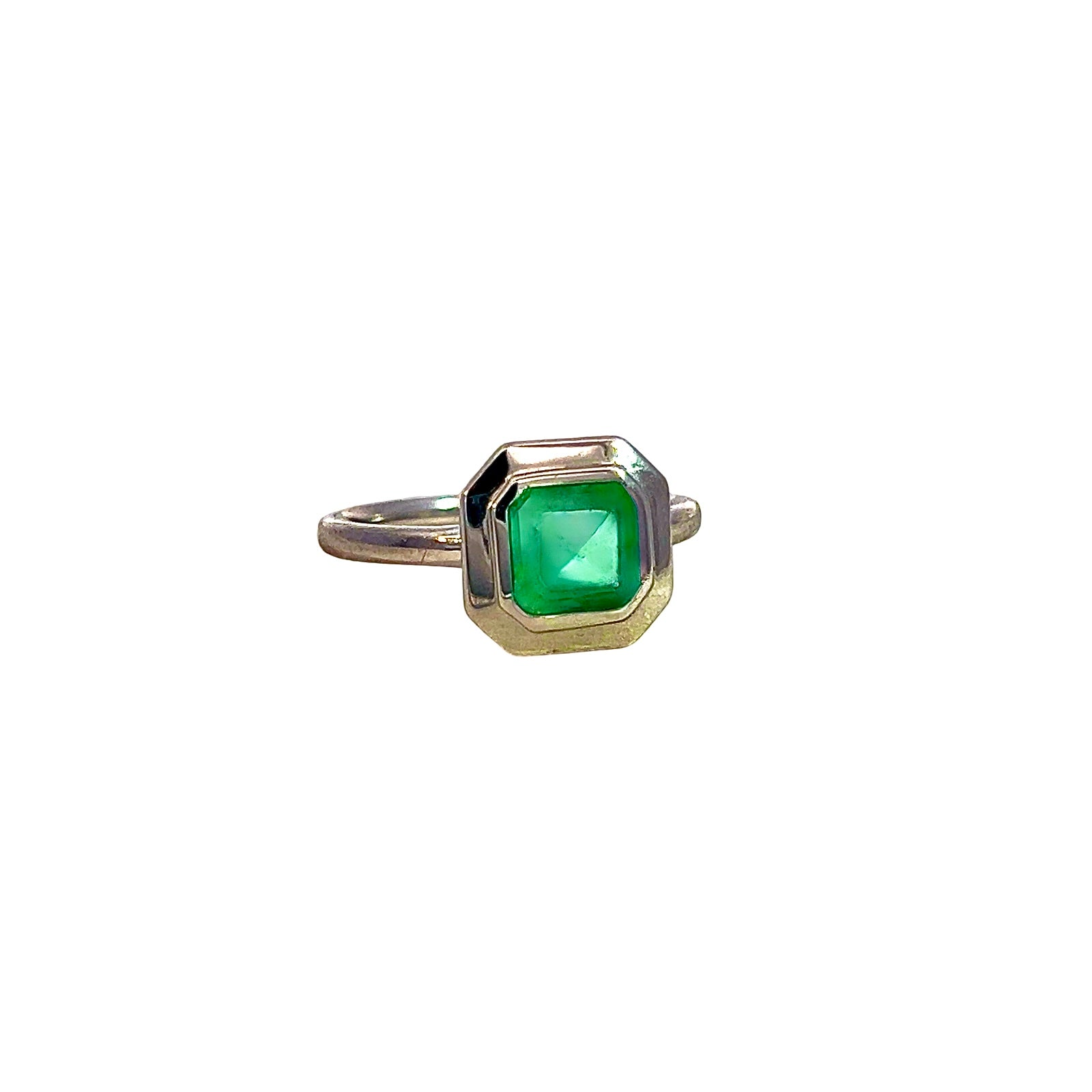 Natural Solitaire Colombian Emerald Ring 6.5 14k W Gold 1.35 Cts Certified $3,950 310576