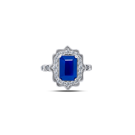 Natural Sapphire Diamond Ring Size 6.5 14k W Gold 3.51 TCW Certified $2,950 300214