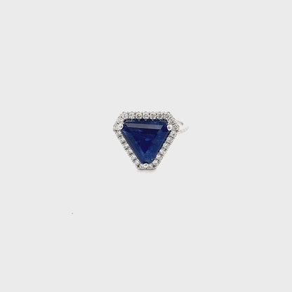 Natural Sapphire Diamond Ring 6.5 14k W Gold 5.84 TCW Certified $5,950 310654