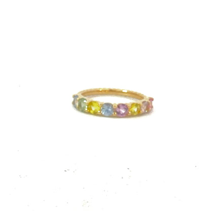 Natural Multicolor Sapphire Ring Size 6.5 14k Gold 1.08 TCW Certified $3,690 601233