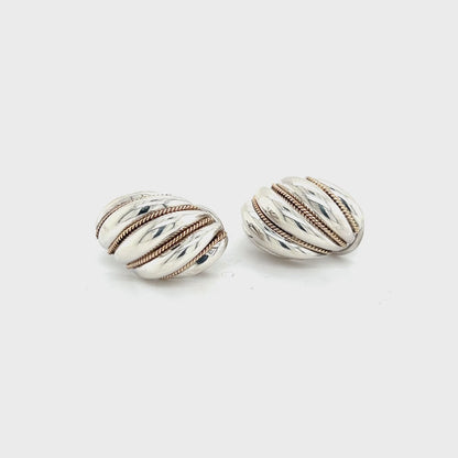 Tiffany & Co Estate Shrimp Earrings 18k Gold + Sterling Silver TIF996