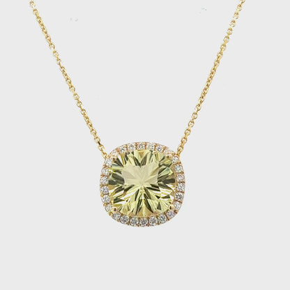 Natural Citrine Diamond Pendant 18" 14k Yellow Gold 6.24 TCW Certified $4,950 601374