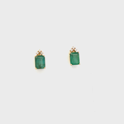 Natural Emerald Diamond Earrings 14k Yellow Gold 3.0 TCW Certified $3,950 210745