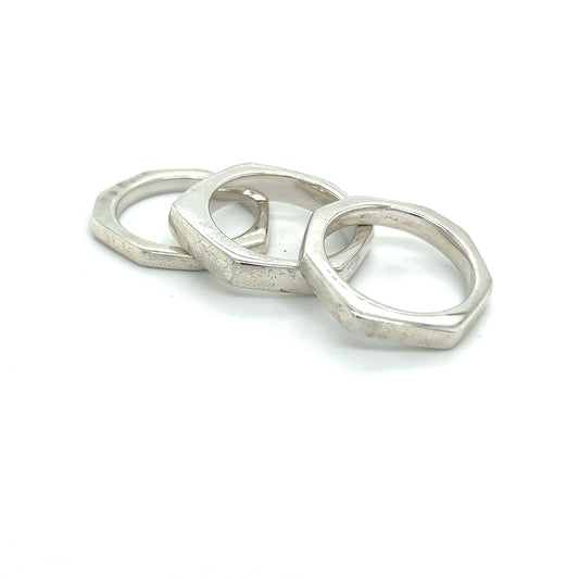 Gucci Estate Abstract Triple Ring Size 10 Silver G19