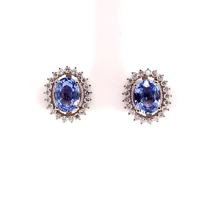 Diamond Sapphire Earrings 14k Gold 3.24 TCW Certified $5,950 018655