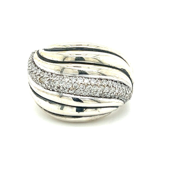 David Yurman Authentic Estate Diamond Sculpted Cable Ring 7.75 Silver DY210