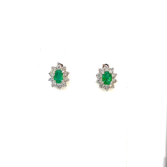 Natural Emerald Diamond Earrings 14k White Gold 2.4 TCW Certified $4,950 219218