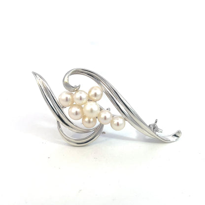 Mikimoto Estate Akoya Pearl Brooch Pin Sterling Silver 6.50 mm M422