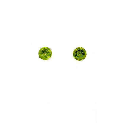 Natural Peridot Stud Earrings 14k White Gold 5.39 TCW Certified $1,690 311045