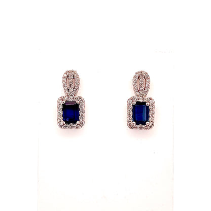 Natural Sapphire Diamond Earrings 14k W Gold 2.84 TCW Certified $6,950 215410
