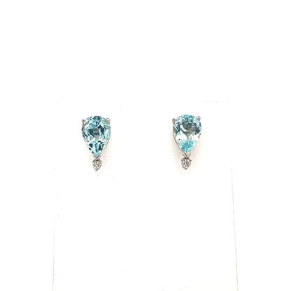 Natural Aquamarine Diamond Earrings 14k W Gold 3.35 TCW Certified $3,950 210755