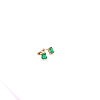 Natural Emerald Stud Earrings 14k Yellow Gold 1.70 TCW Certified $3,490 215623