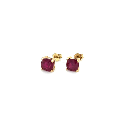 Natural Ruby Stud Earrings 14k Yellow Gold 3.15 TW Certified $499 307912